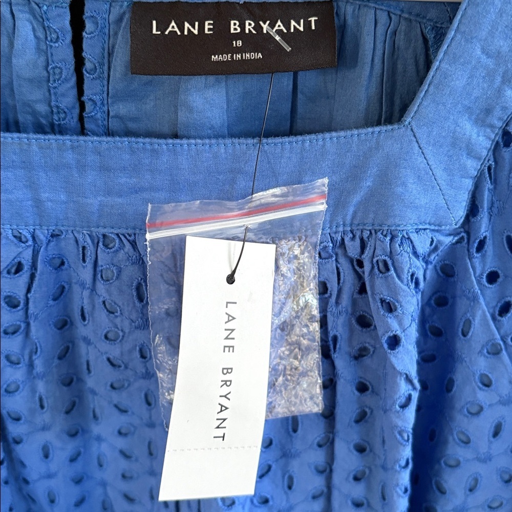 NWT Lane Bryant Square Neck Eyelet Dress Blue Size 18 Retail $110.00 - Picture 5 of 15